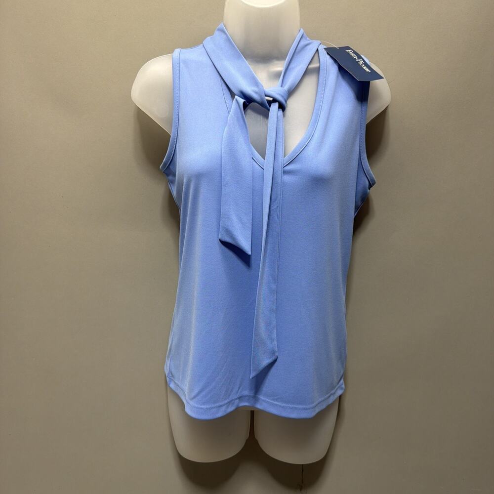 Evan Picone Sleeveless Tie Neck Periwinkle Blue Blouse Size Small NWT